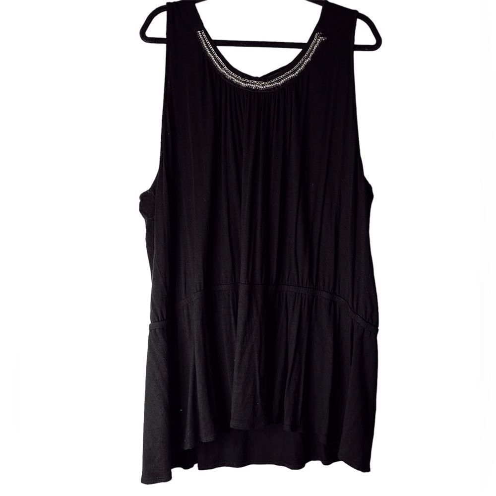 Lane Bryant Black Sleeveless Top Beaded Neck Size 26/28